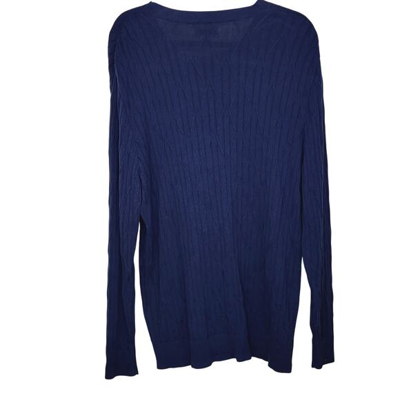 Alfani 100% Cotton Navy Blue Ribbed Crew Neck Pullover Sweater Size XXL - Picture 5 of 7
